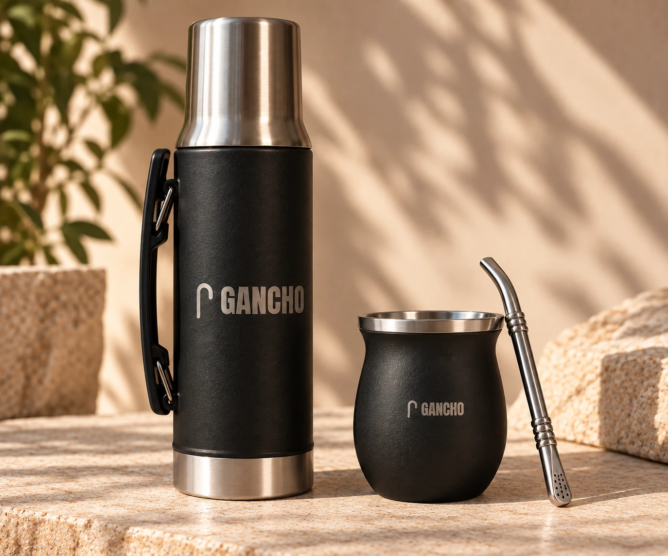 Mate, bombilla y termo grabados